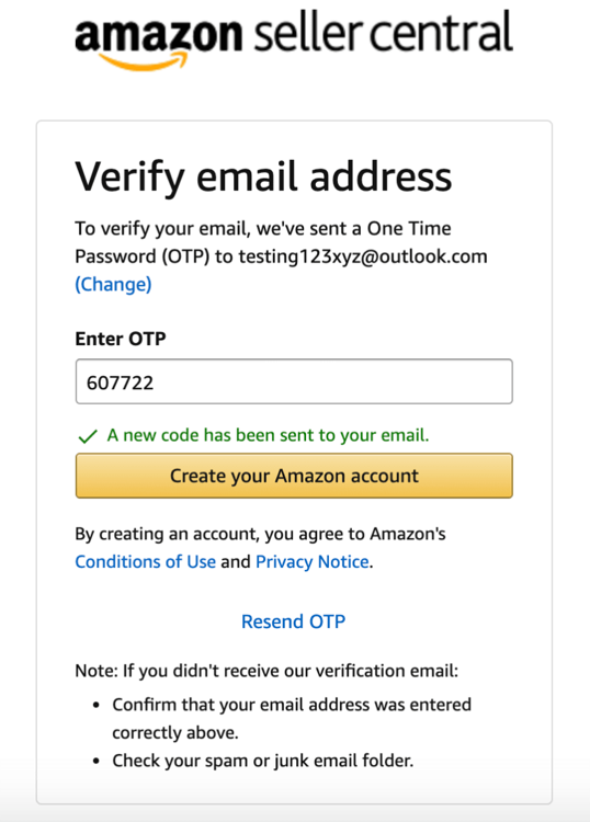 OTP Verification of amazon